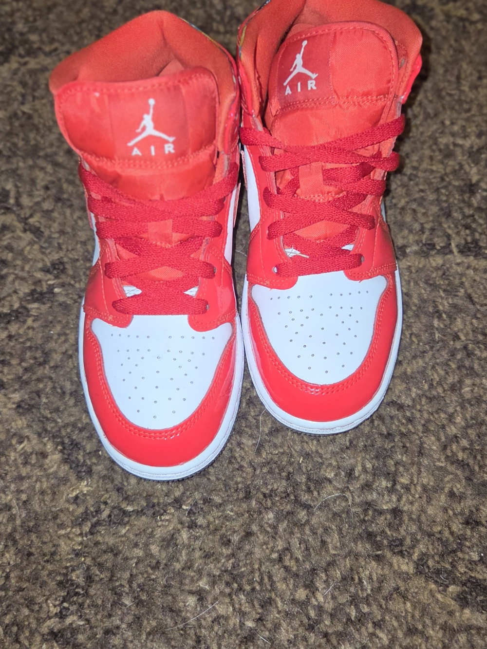 Nike Air Jordan Kids' Red and White High-Top Sneakers